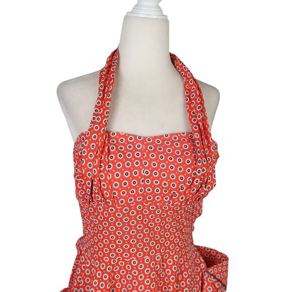 Vintage 50s Red Floral Halter Dress Fit and Flare Rockabilly XXS - Picture 2 of 8